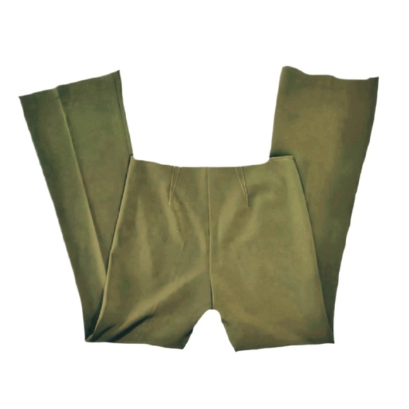 NWOT Trina Turk Vibrant Olive Green High Waisted Side Zip Flared Pants size 6 - Picture 7 of 13